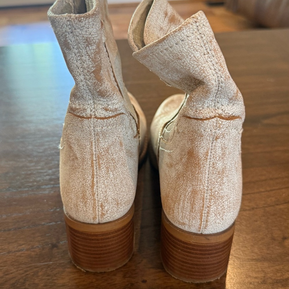 Diba True West Haven Round Toe Leather Pull On Womens Off White Cowboy Boots Sz6 - Picture 5 of 9